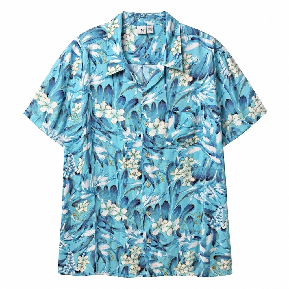 Vtg KEN L.T.D. Hawaiian Aloha S/S Button-Up Shirt Sz L Tropical Summer Beach
